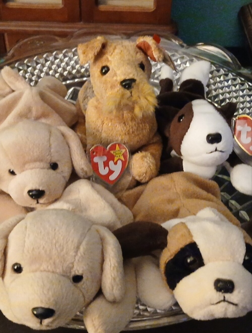 VINTAGE Ty Classic Plush Puppy Collection - Beige/Brown Small Pet Toys